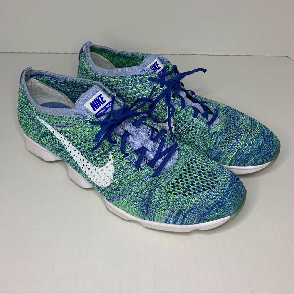 Nike Flyknit Zoom Blue Green Training Running Shoes Women’s Size 12 - 698616-403